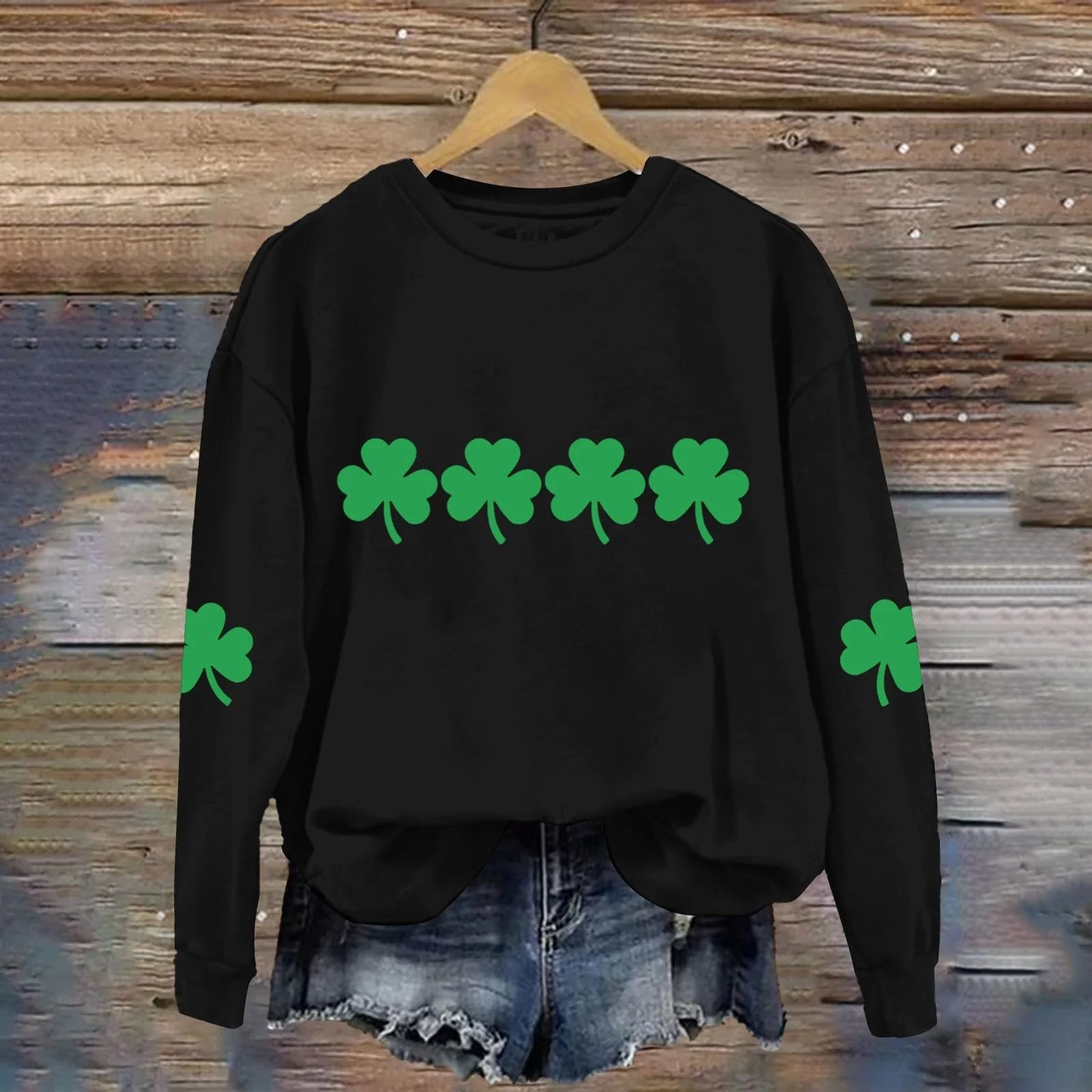 Свитшот HUIFUAO День Святого Патрика Женский Зеленый Клевер, фото №3 Свитшот HUIFUAO День Святого Патрика Женский Зеленый Клевер, фото №3