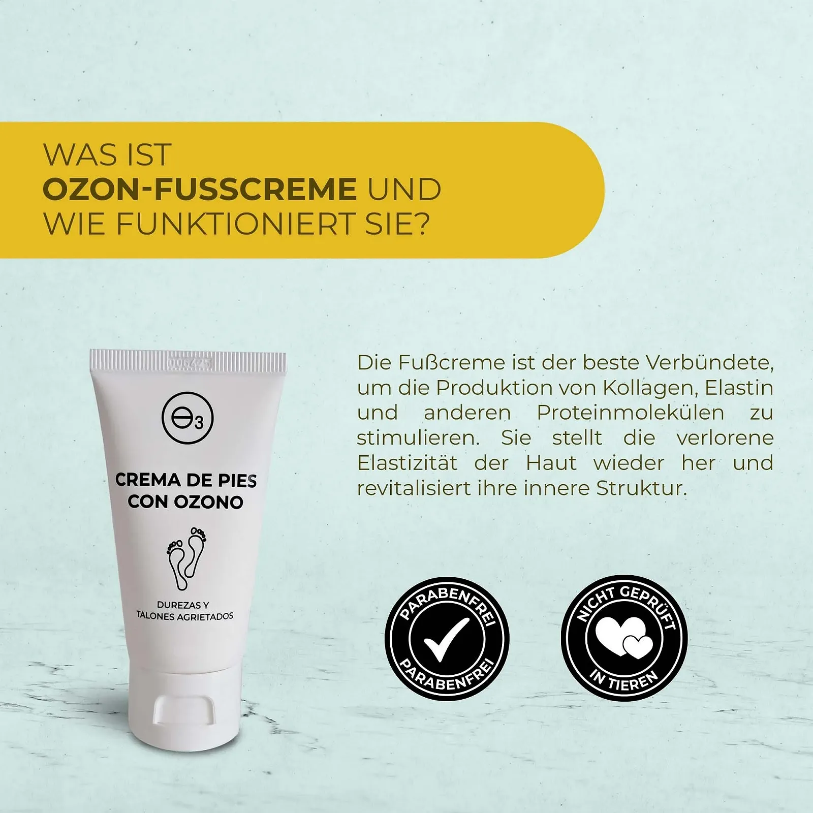 Крем для ног OZONO D'OR для удаления мозолей и ухода за потрескавшейся кожей, со 100% натуральным органическим озоном, веганский, 50 г, фото №2