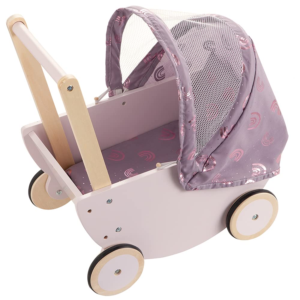 Деревянная коляска для кукол howa Rainbow 25502 С складывающимся капюшоном, фото №3