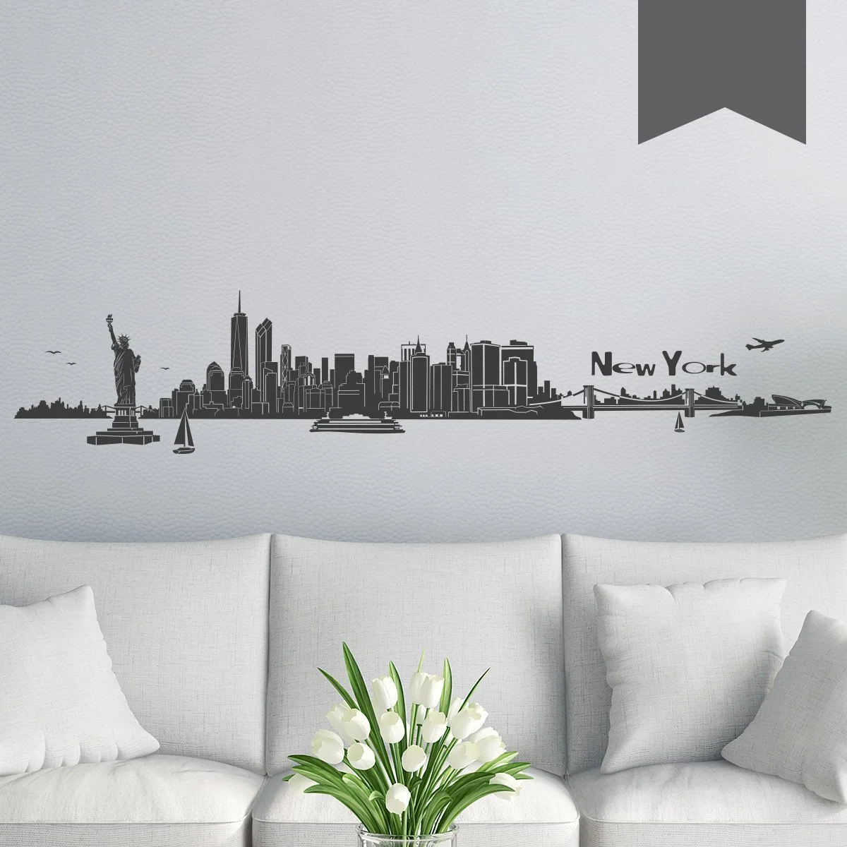 Наклейка на стену Wandkings Панорама Нью-Йорка 240 x 48 см, фото №1