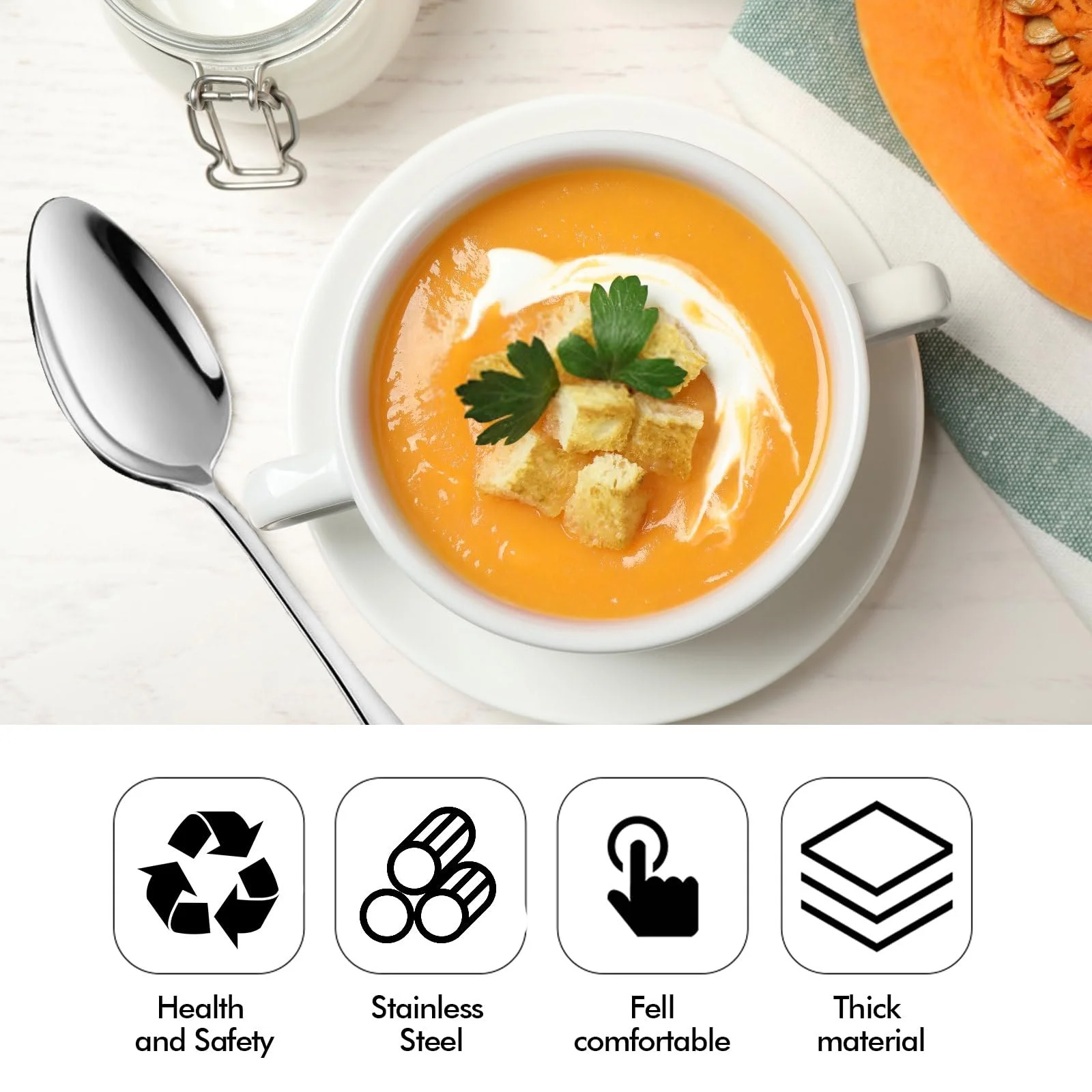 Набір з 12 супових ложок з нержавіючої сталі Міцні, фото №4