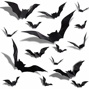 Наклейки на стіну GoldRock Halloween 3D Bat Decoration Водонепроникний ПВХ Чорний 32 шт. - Фото 1