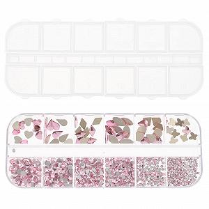 Стразы для ногтей FOMIYES в коробке, объемные украшения для ногтей, плоские бриллиантовые бусины, драгоценные камни для ногтей, 3D блестящие бусины для ногтей, аксессуары для нейл-арта Розовый - Фото 1