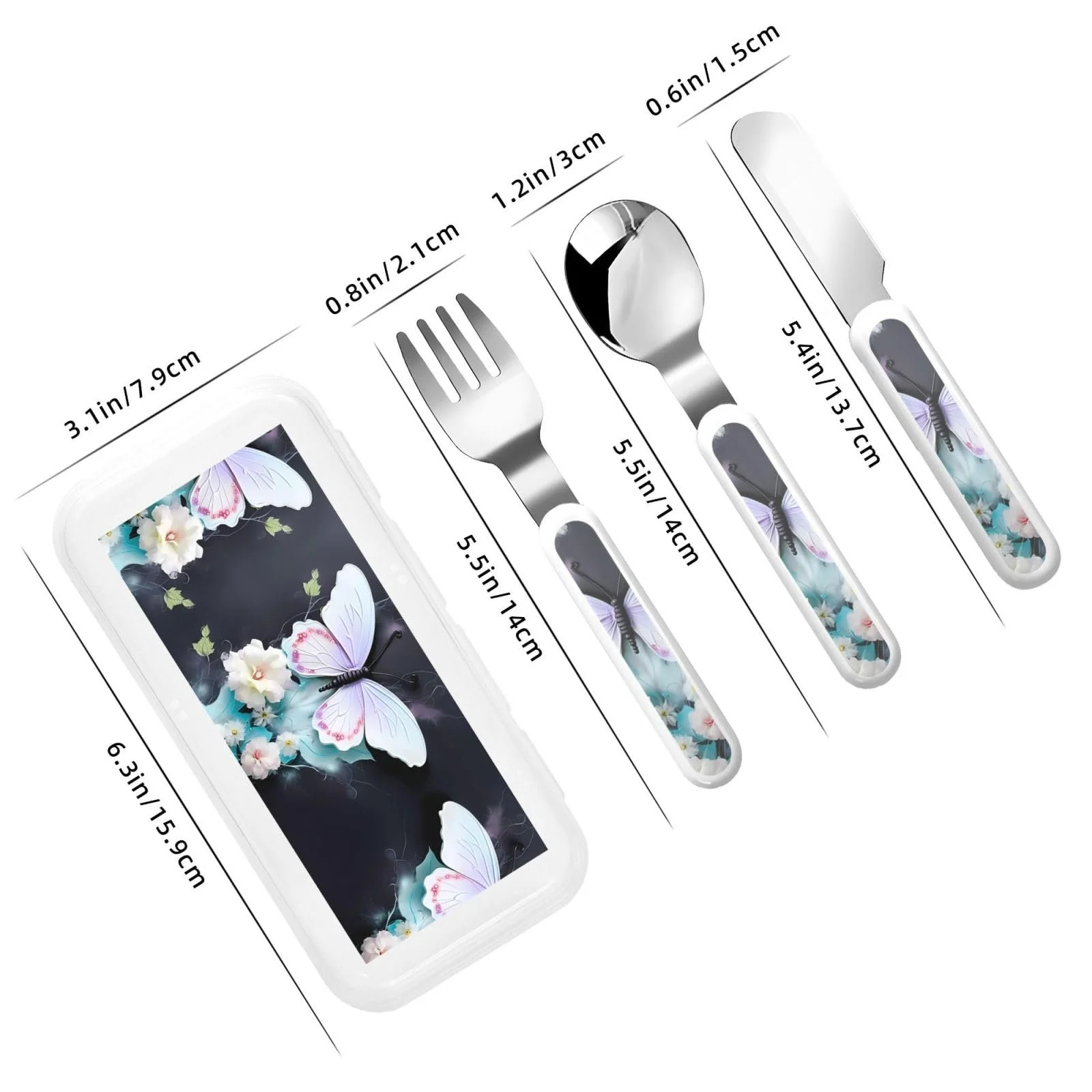 Дитячий Набір з Трьох Предметів з Малюнком Метелика, фото №3 Дитячий Набір з Трьох Предметів з Малюнком Метелика, фото №3