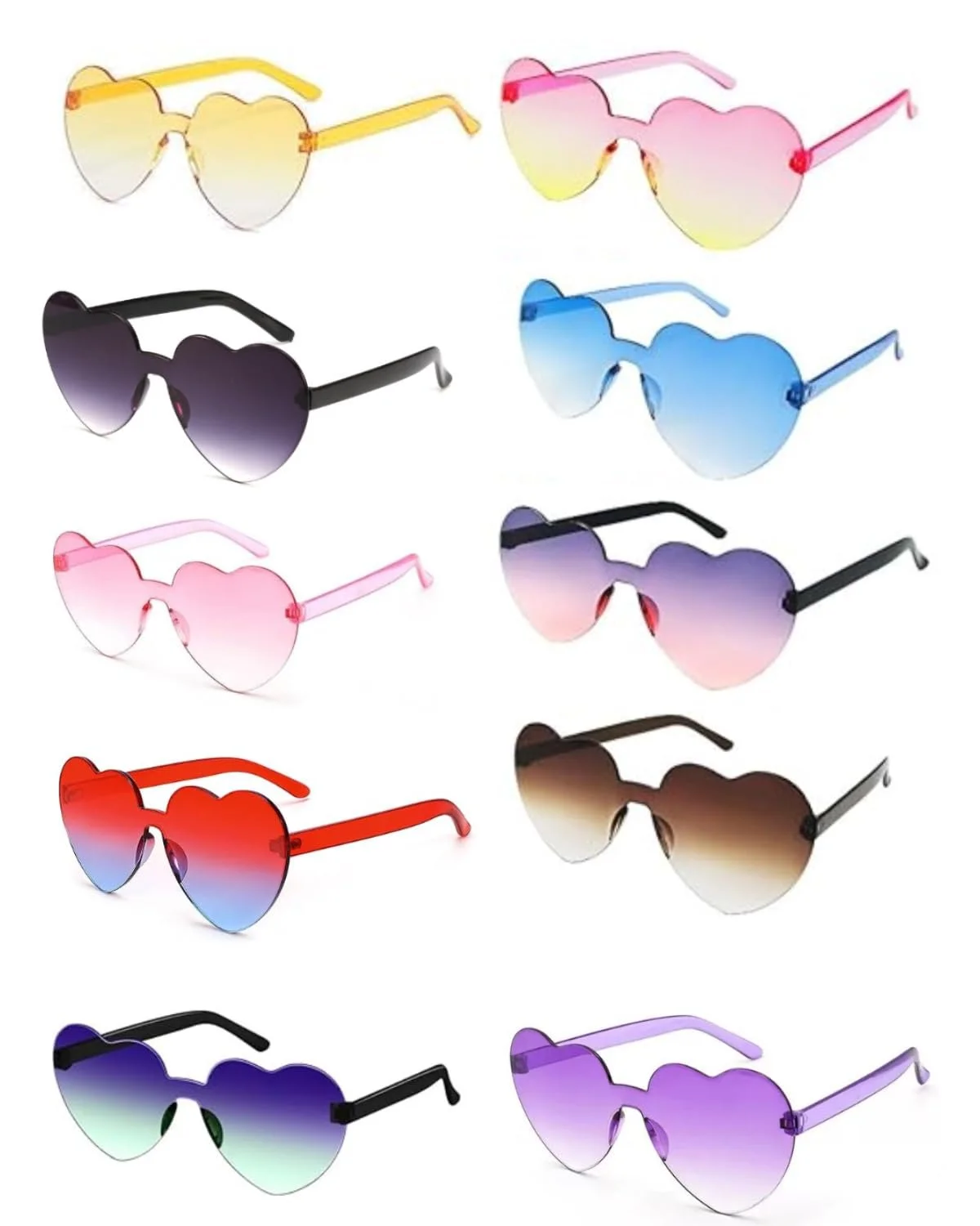 Солнцезащитные очки в форме сердца QLEUIFT, набор 10 пар, фото №1 Солнцезащитные очки в форме сердца QLEUIFT, набор 10 пар, фото №1