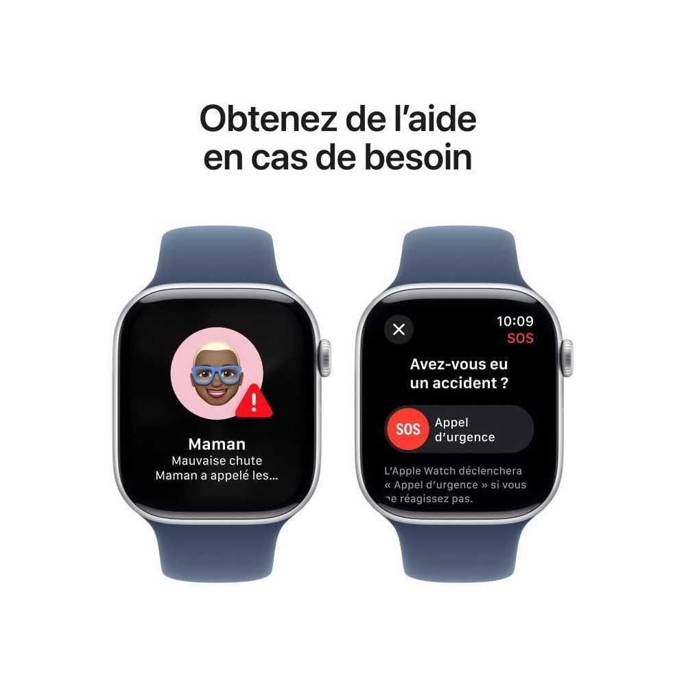Смарт-годинник Apple Series 10 (GPS + Cellular 46мм) Алюмінієвий корпус сріблястий, спортивний ремінець денім (M/L), фото №6