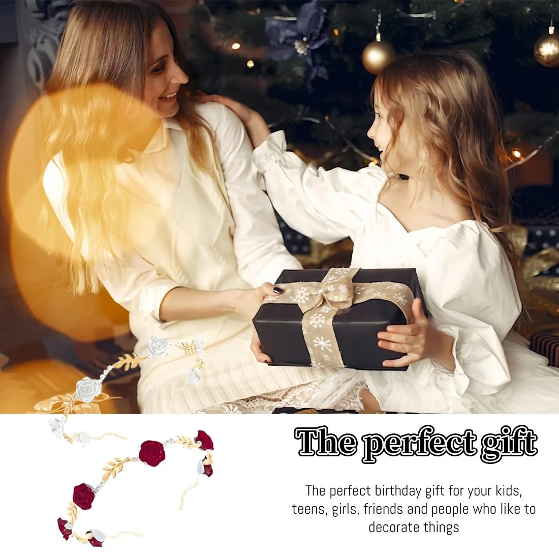 Обруч для волосся з трояндами та перлами, 2 шт, фото №6