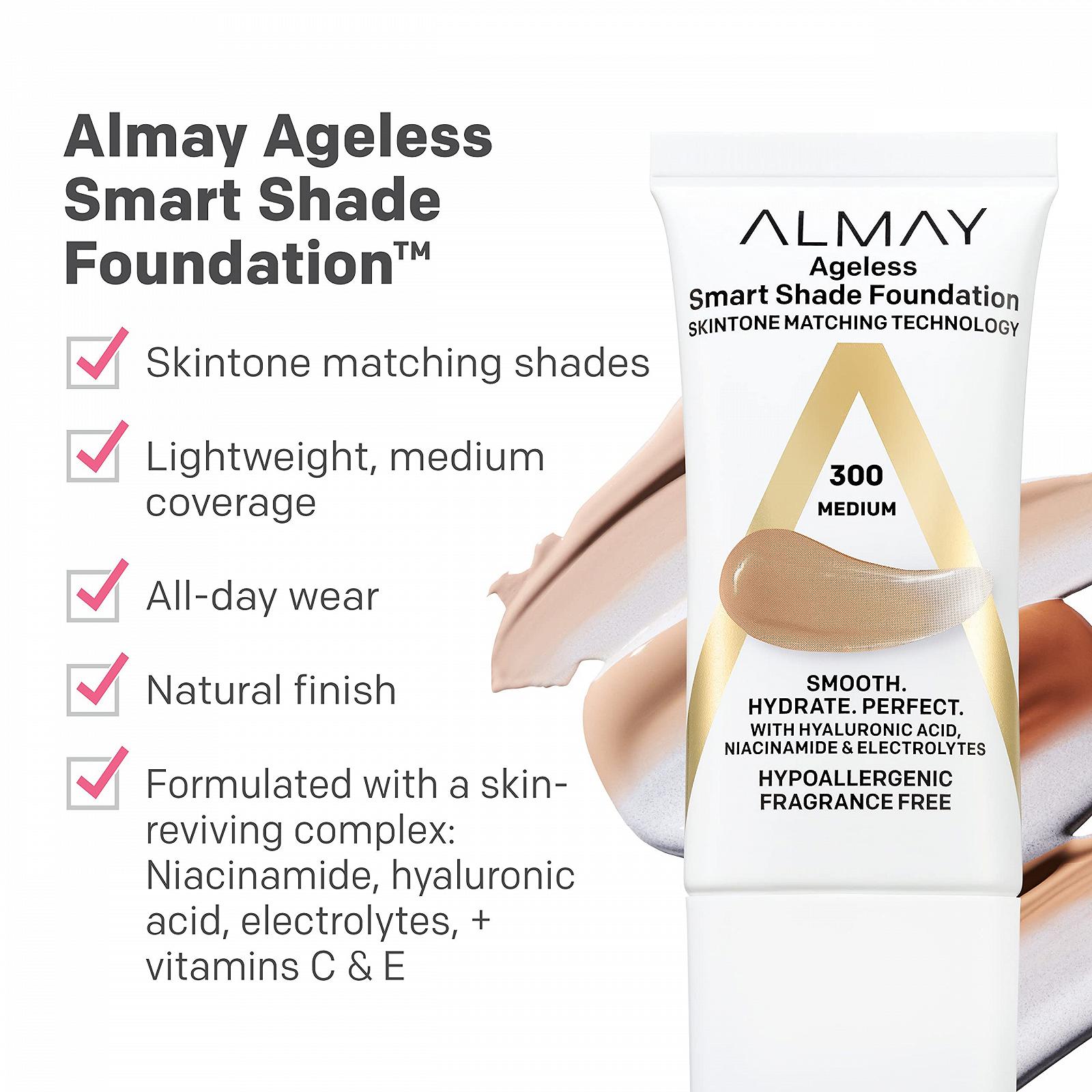 Тональний крем Almay Smart Shade Anti-Ageing з гіалуроновою кислотою, ніацинамідом, вітамінами C та E, гіпоалергенний, без ароматизаторів 800 Deep, фото №3