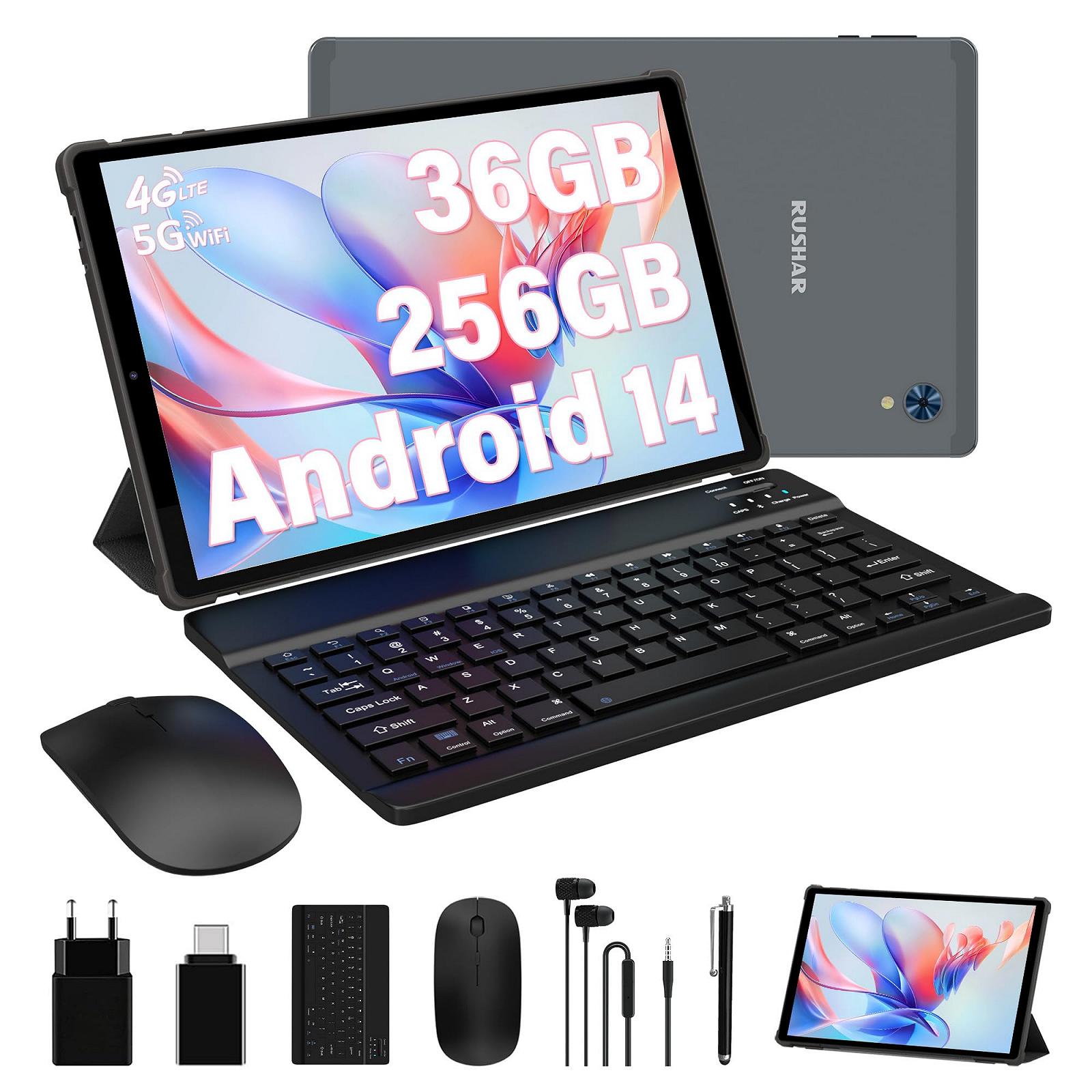 Планшет 10.4" 2K RUSHAR P107 12+24/256Gb 4G 2-SIM 8 ядер Android 14 8000 mAh Сірий, фото №1