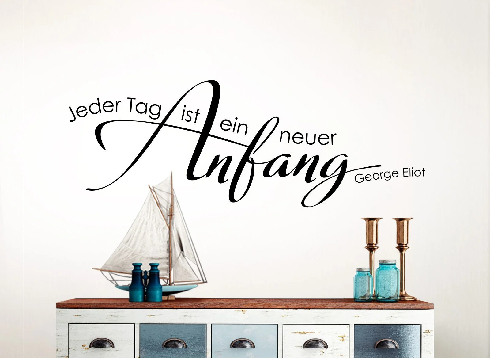 Наклейка на стіну Wandaro W3303 Quote – Every Day Is A New Beginning 90 x 32 см Black, фото №3