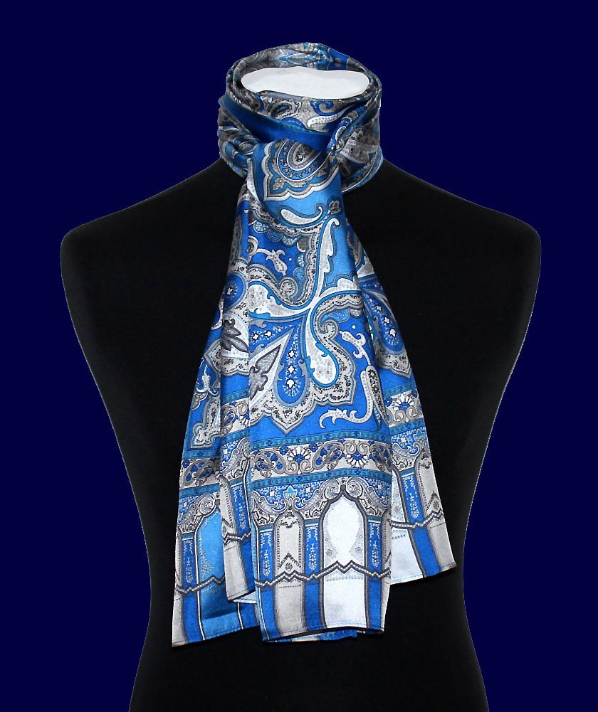 Шарф Lorenzo Cana 8906511 чоловічий шовковий 100% шовк з візерунком пейслі 50 x 165 см сірий, фото №4