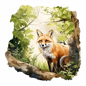Наклейка на стіну 254 Fox in the Forest 500 x 500 мм - Фото 1