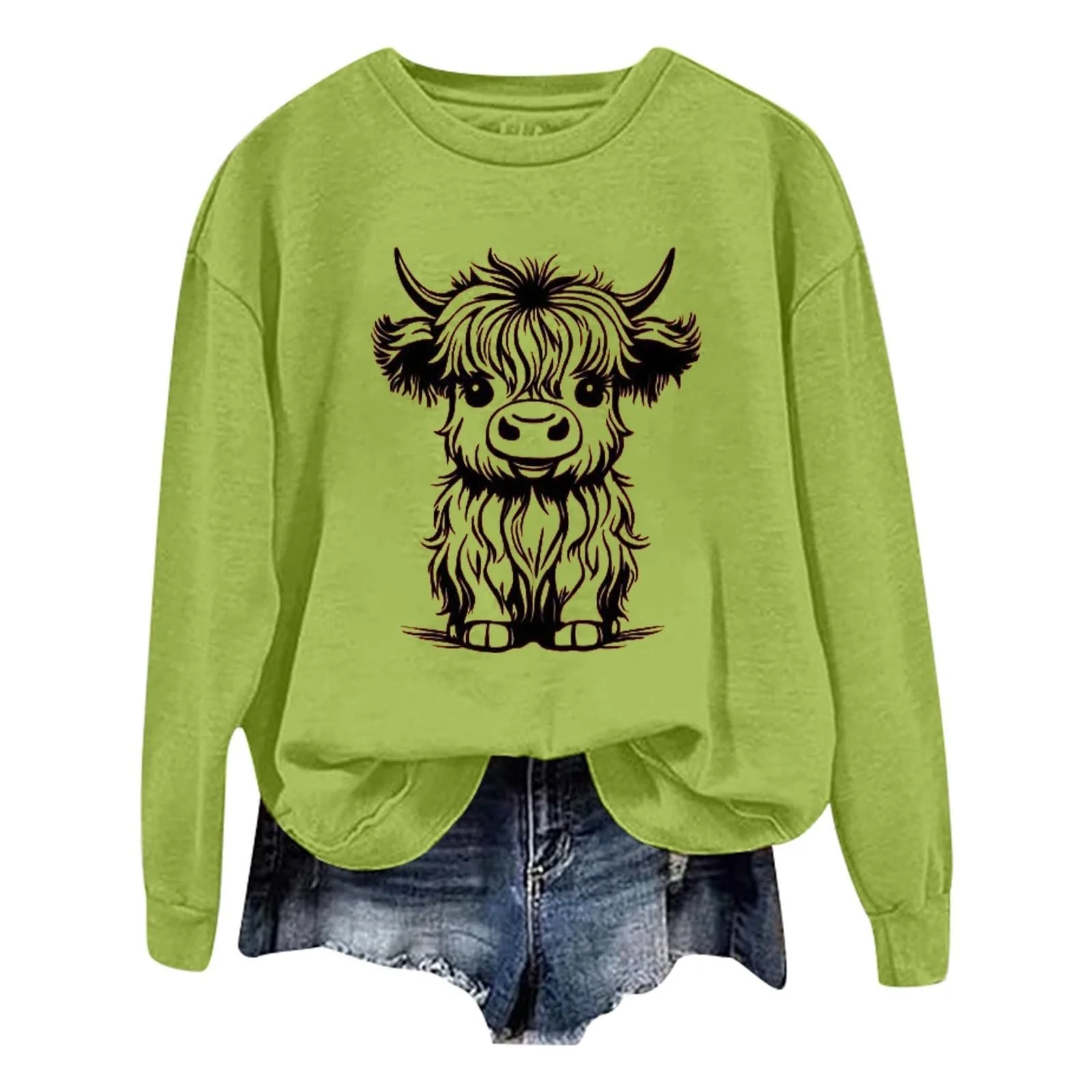 Женская толстовка Осень-Зима 2024, коровьий принт, рубашка с длинными рукавами, фото №1