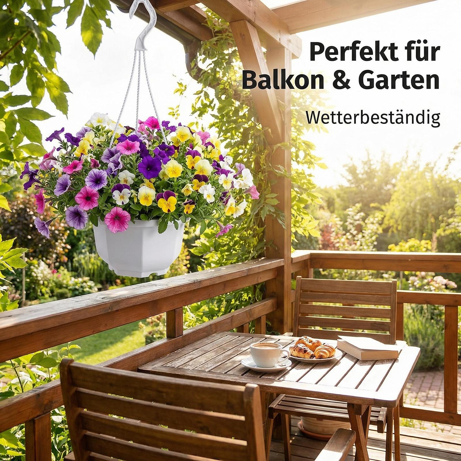 Подвесные горшки для цветов Yardwe пластиковые с крючками, белые, 5 шт., фото №2