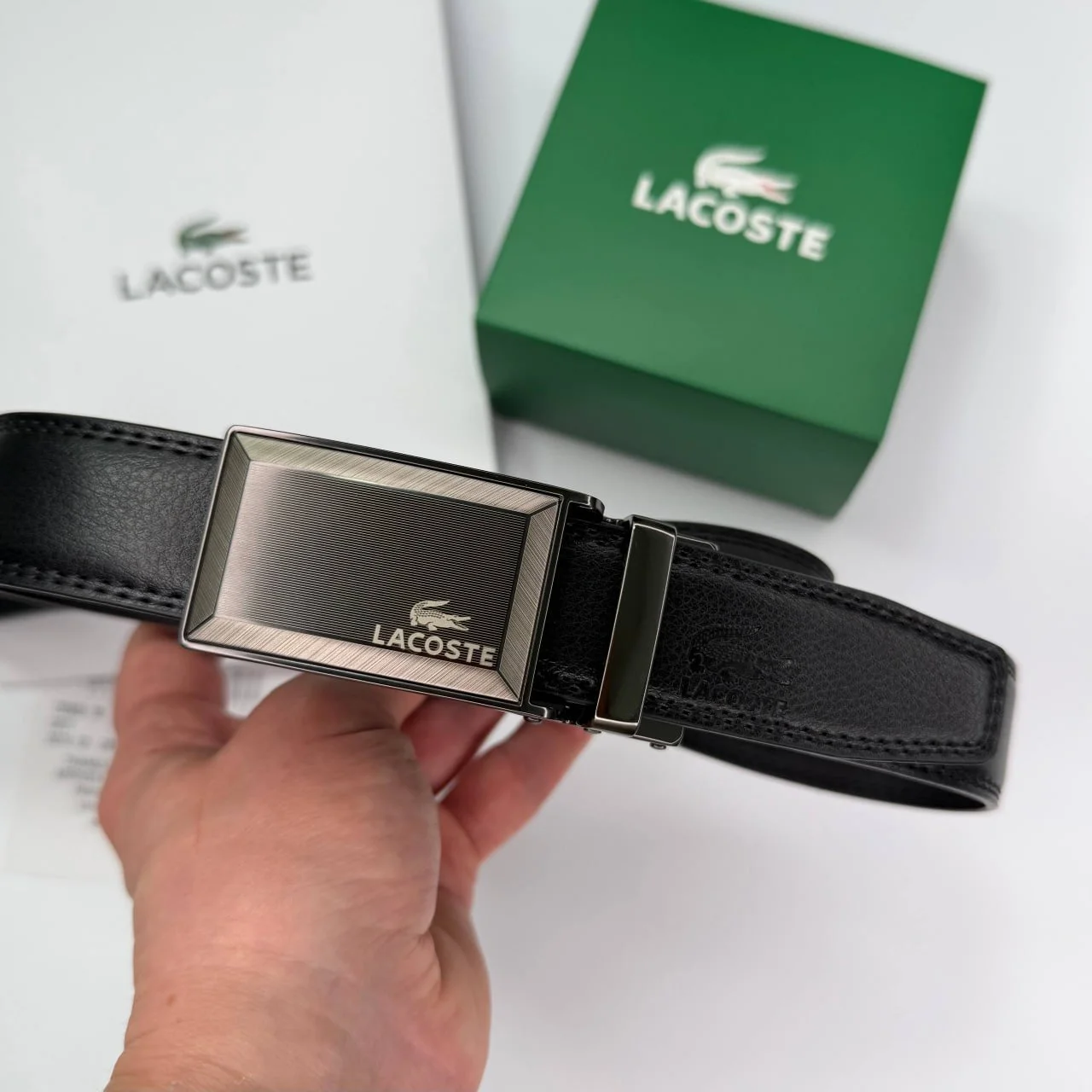 Чоловічий шкіряний ремінь автомат Lacoste, фото №5 Чоловічий шкіряний ремінь автомат Lacoste, фото №5