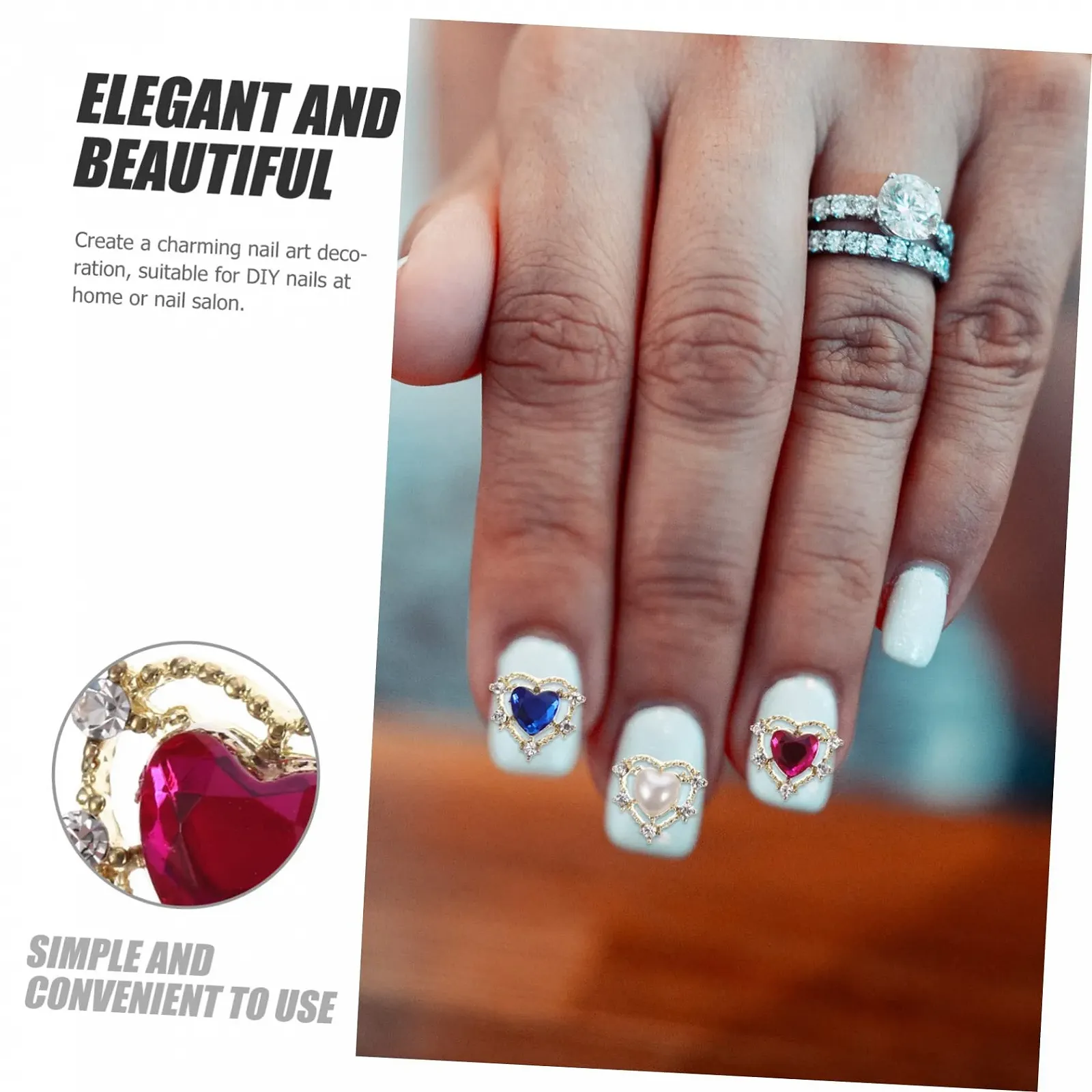 VILLCASE Прикраса для нігтів Серце Манікюрні аксесуари зі стразами для натуральних штучних нігтів, саморобні прикраси, фото №2
