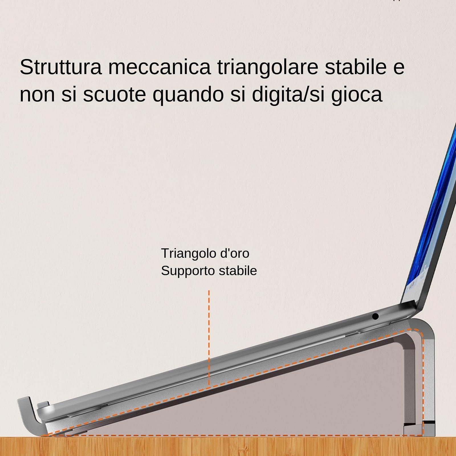 Подставка для ноутбука Металлическая Компактная Регулируемая Эргономичная с нескользящей поверхностью и вентилируемой платформой для учебы, офиса, фото №4
