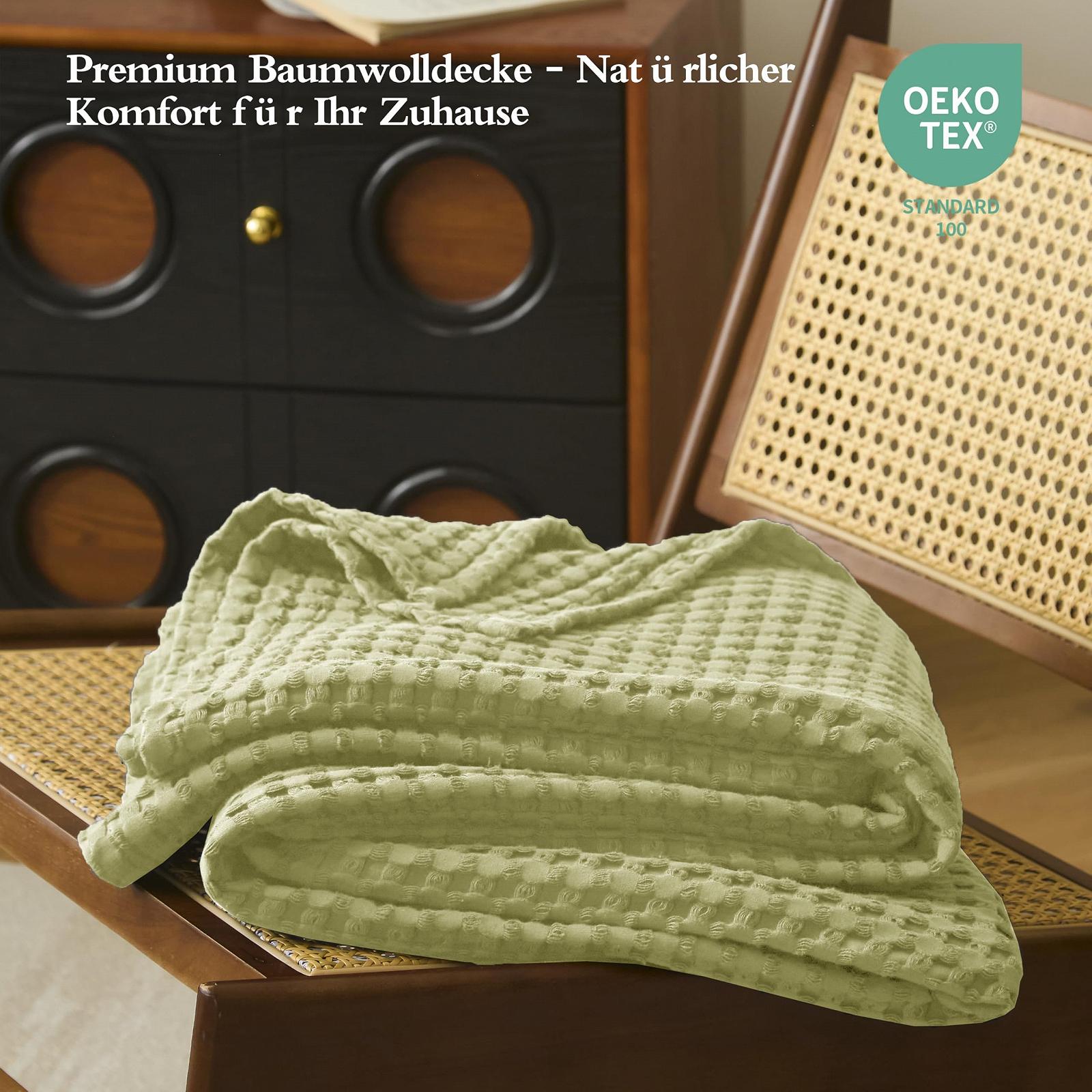 Покрывало CHUFFED Хлопок 100% Вафельный Пике 220 x 240 см Авокадо Зеленый, фото №3