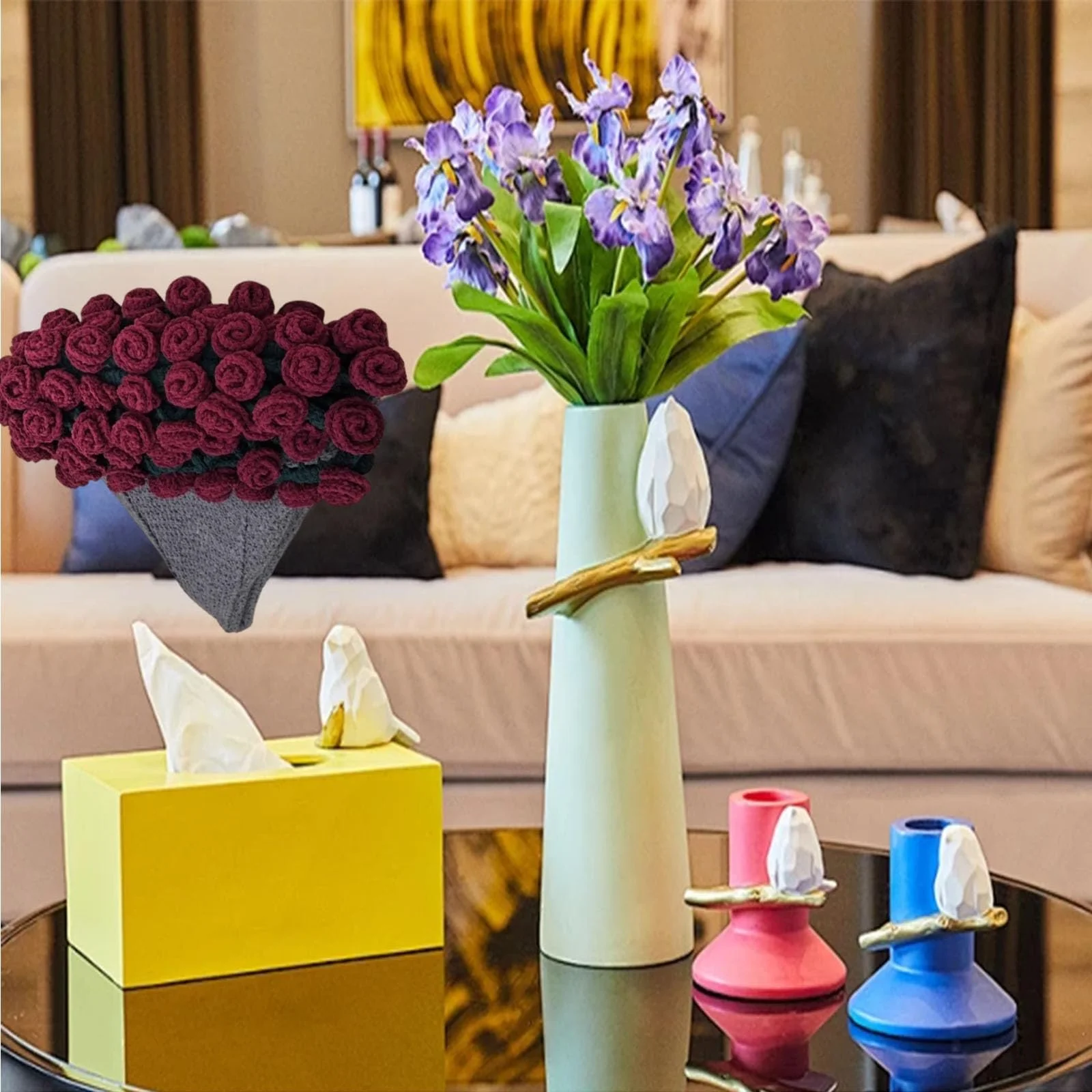 Одеяло Букет, Цветочное одеяло, 40 x 40 см, винно-красный, набор материалов букета роз, идеально подходит для начинающих, романтические подарки, украшение для дома, свадьба, День матери, День святого Валентина, День рождения, фото №4