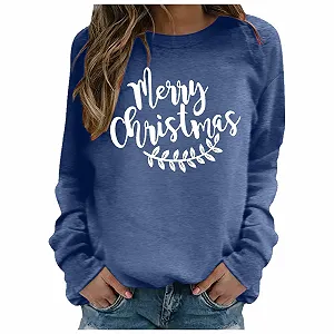 Рождественский свитер Женский Рождественский свитер без капюшона Длинный рукав Круглый вырез - Фото 1