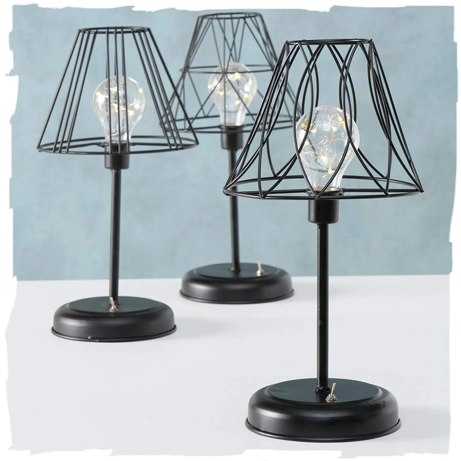 Світлодіодна лампа Shilo висота 35 см чорна залізо, фото №1