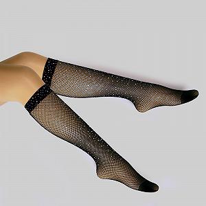 Стразы в сетку, эластичные чулки в сетку, блестящие носки в сетку, сетчатые гольфы до колен, чулки, стильные нейлоновые полые женские носки, чулки до бедра synthetic.ua - Фото 1