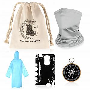 Набір для виживання Wanderer Wonder Bag, мультитул, туба для карт, шарф, шийна хустка, кишеньковий компас, альпіністський карабін, одноразовий дощовик - Фото 1