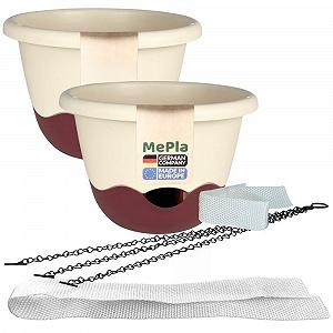 Підвісне кашпо Mareta ø30 см з автополивом, набір 2 шт., слонова кістка / винно-червоний - Фото 1