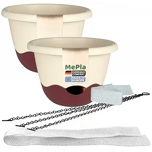 Купить Подвесное кашпо Mareta ø30 см с автополивом, набор 2 шт., слоновая кость / винно-красный - Фото 1 Подвесное кашпо Mareta ø30 см с автополивом, набор 2 шт., слоновая кость / винно-красный - Фото 1