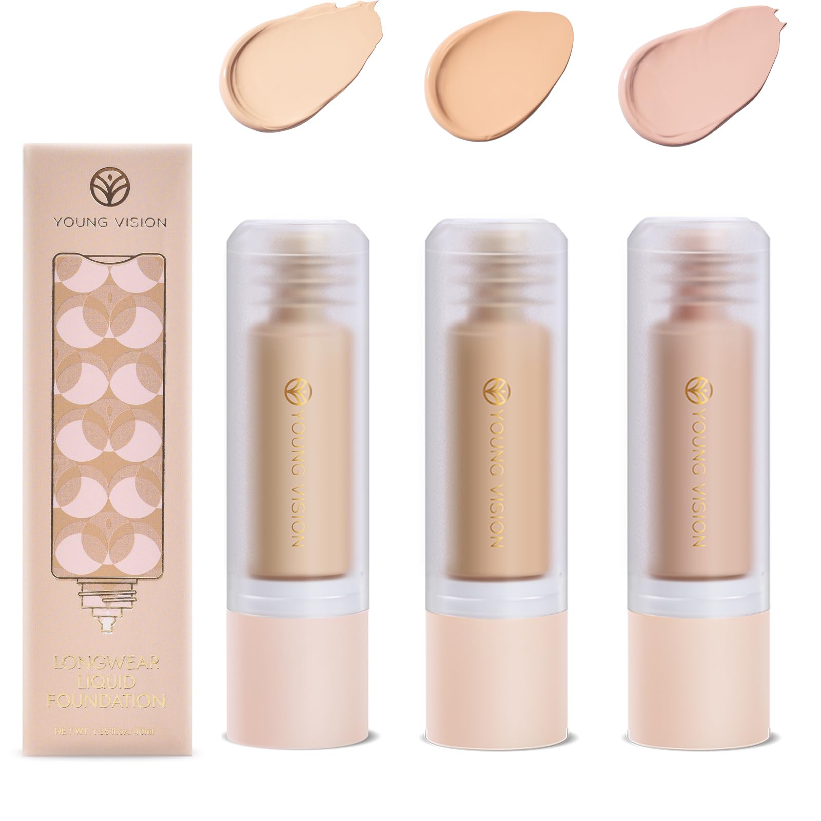 Тональний крем 3 Pack Long Wear Matte Finish Bottom Press Liquid Full Coverage, фото №1