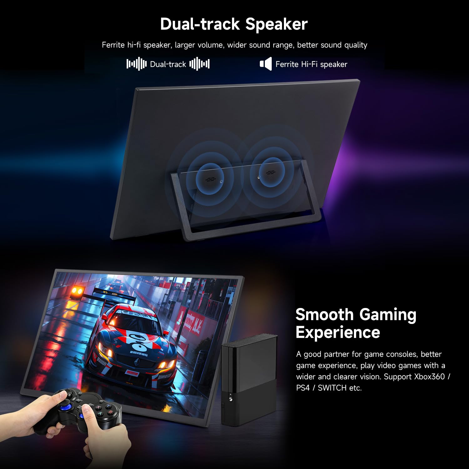 Портативный монитор LUCKFOX 18.5 дюймов 1080P FHD USB-C HDMI 120Hz с подставкой, фото №7