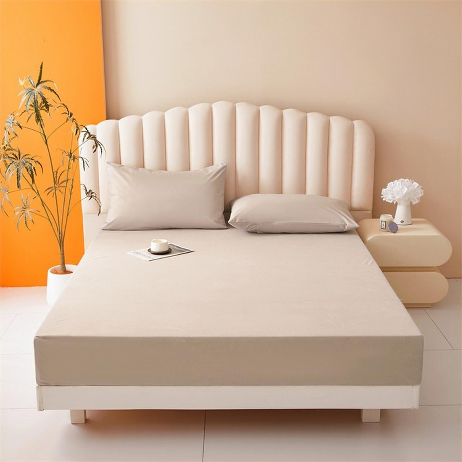 Наматрасник HAIBA Водонепроницаемая Простынь на резинке 150 x 200 см Серый Водонепроницаемый и дышащий Чехол на матрас, Защита от влаги, Стираемая Простынь, фото №1