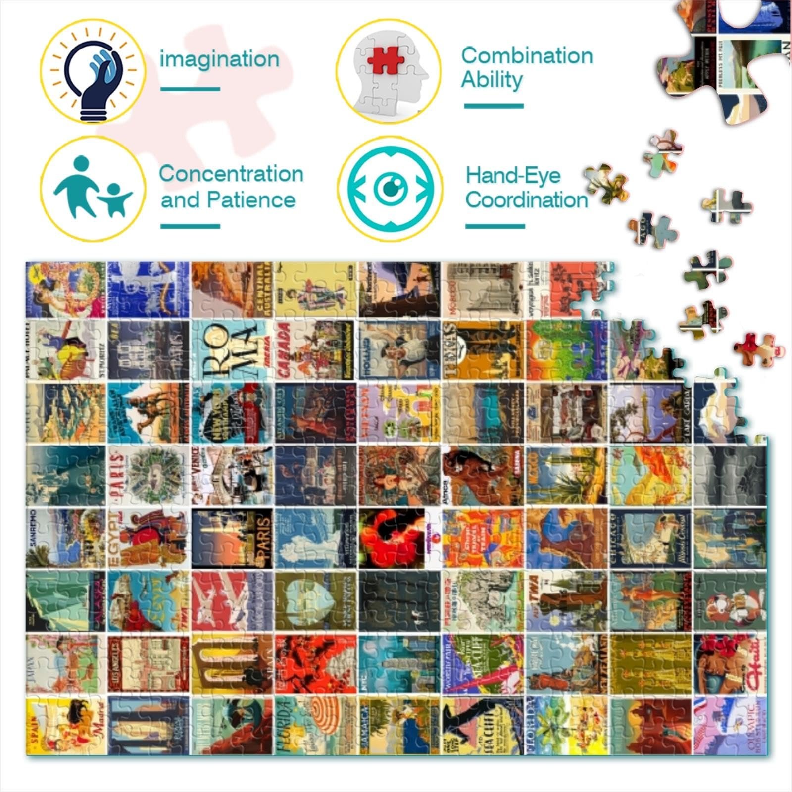 Пазл Vintage Travel Wall Art 1000 деталей 26 x 38 см картонний, фото №2