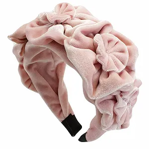 Обруч Бархатный с цветами, Зеленый - Фото 1