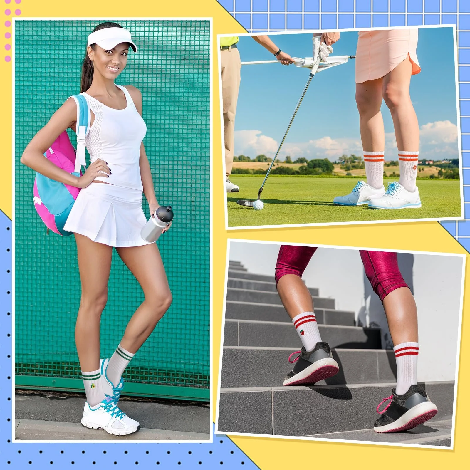 Носки Sintege 8 пар Мужские Женские Теннисные носки Белые Спортивные носки с фруктовым узором Ретро Носки для хайкинга Тренировочные носки Носки для бега Носки для кроссовок для спорта + ежедневного использования, фото №3 Носки Sintege 8 пар Мужские Женские Теннисные носки Белые Спортивные носки с фруктовым узором Ретро Носки для хайкинга Тренировочные носки Носки для бега Носки для кроссовок для спорта + ежедневного использования, фото №3