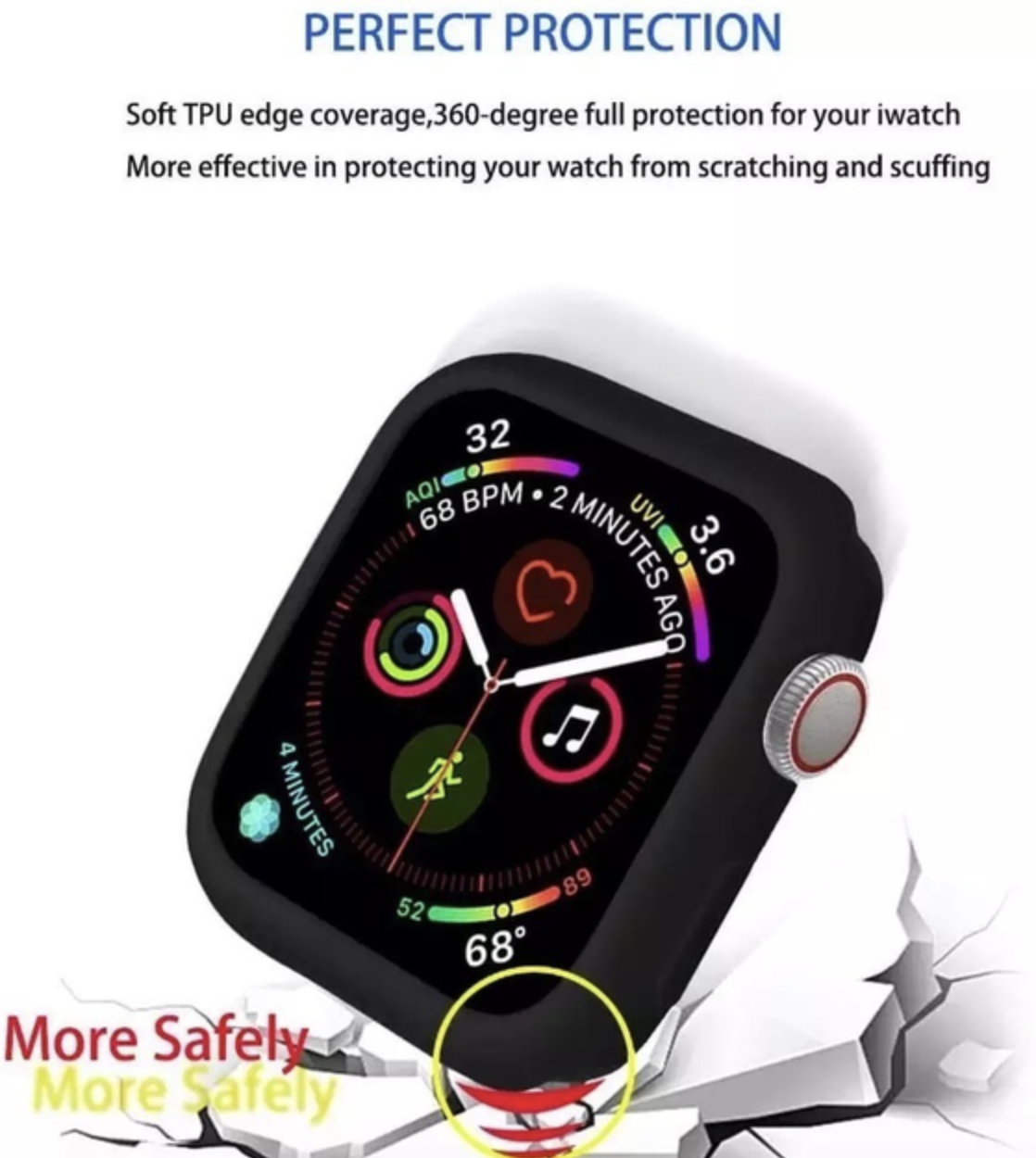 Защитный чехол для Apple Watch 46 мм Черный, фото №3 Защитный чехол для Apple Watch 46 мм Черный, фото №3