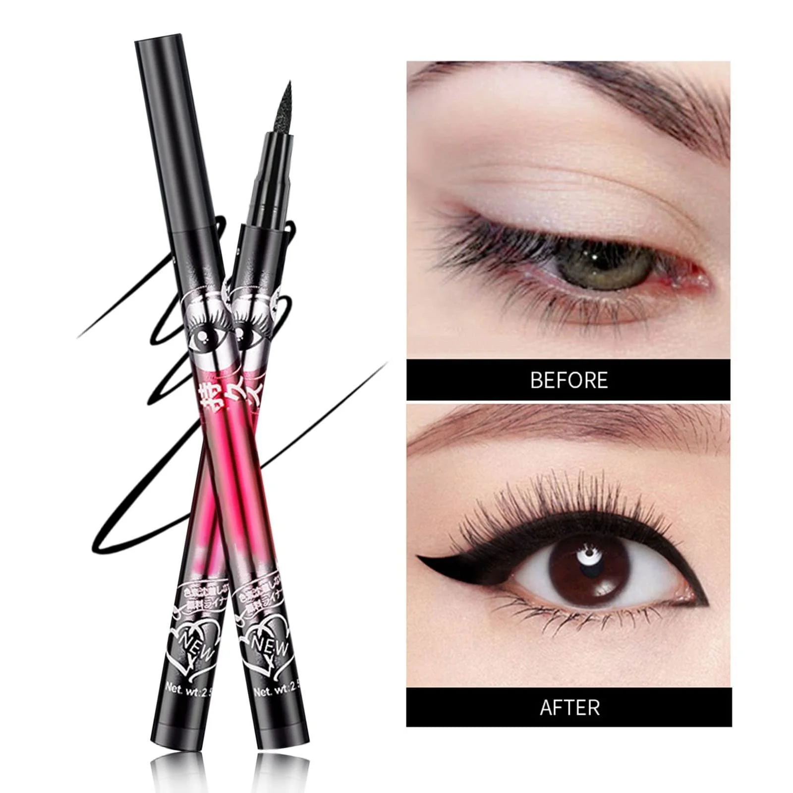 Підводка для очей чорна водостійка незмивна 3 мл + трафарет, фото №4 Підводка для очей чорна водостійка незмивна 3 мл + трафарет, фото №4