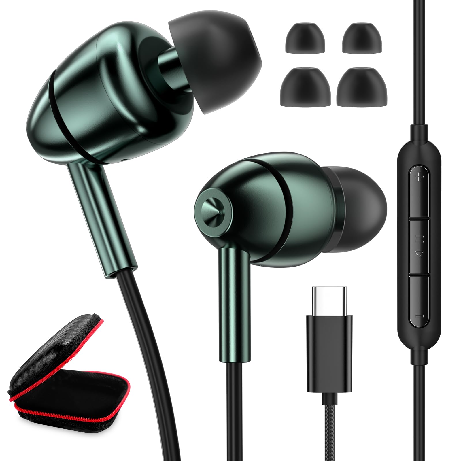 Наушники USB C Samsung S23 S24 A53 A33 Galaxy A54 A34 Стереонаушники Type C с микрофоном, внутриканальные вкладыши USB C USB C для iPhone 15 Pixel 8 Pro 7a Oneplus, фото №1