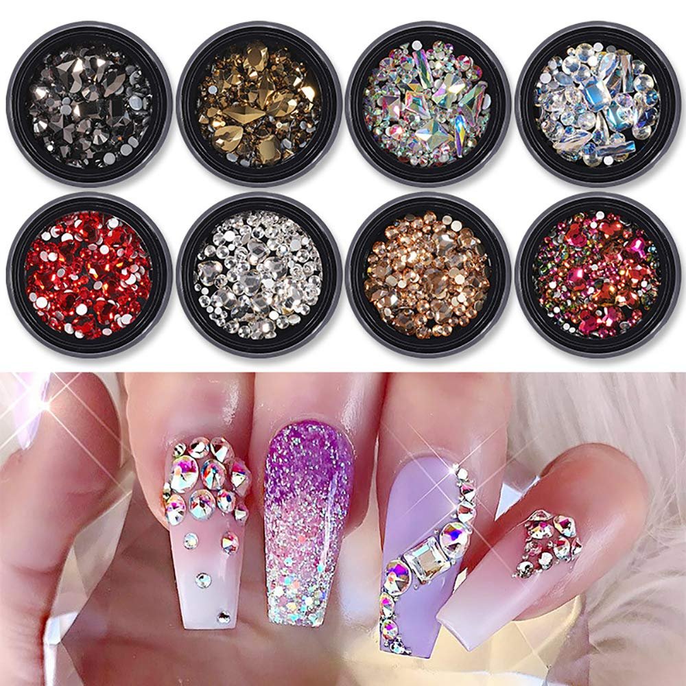 Стрази для нігтів Різні форми та кольори, 9 коробок, фото №3 Стрази для нігтів Різні форми та кольори, 9 коробок, фото №3