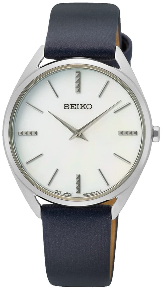 Жіночий Аналоговий Годинник Seiko SWR079P1 Кварцовий зі Шкіряним Ремінцем, Срібний фіолетовий, Minimalist, фото №1