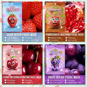 Тканинна маска для обличчя з гіалуроновою кислотою та вітаміном C, фруктовим екстрактом, набір з 7 штук synthetic.ua - Фото 1