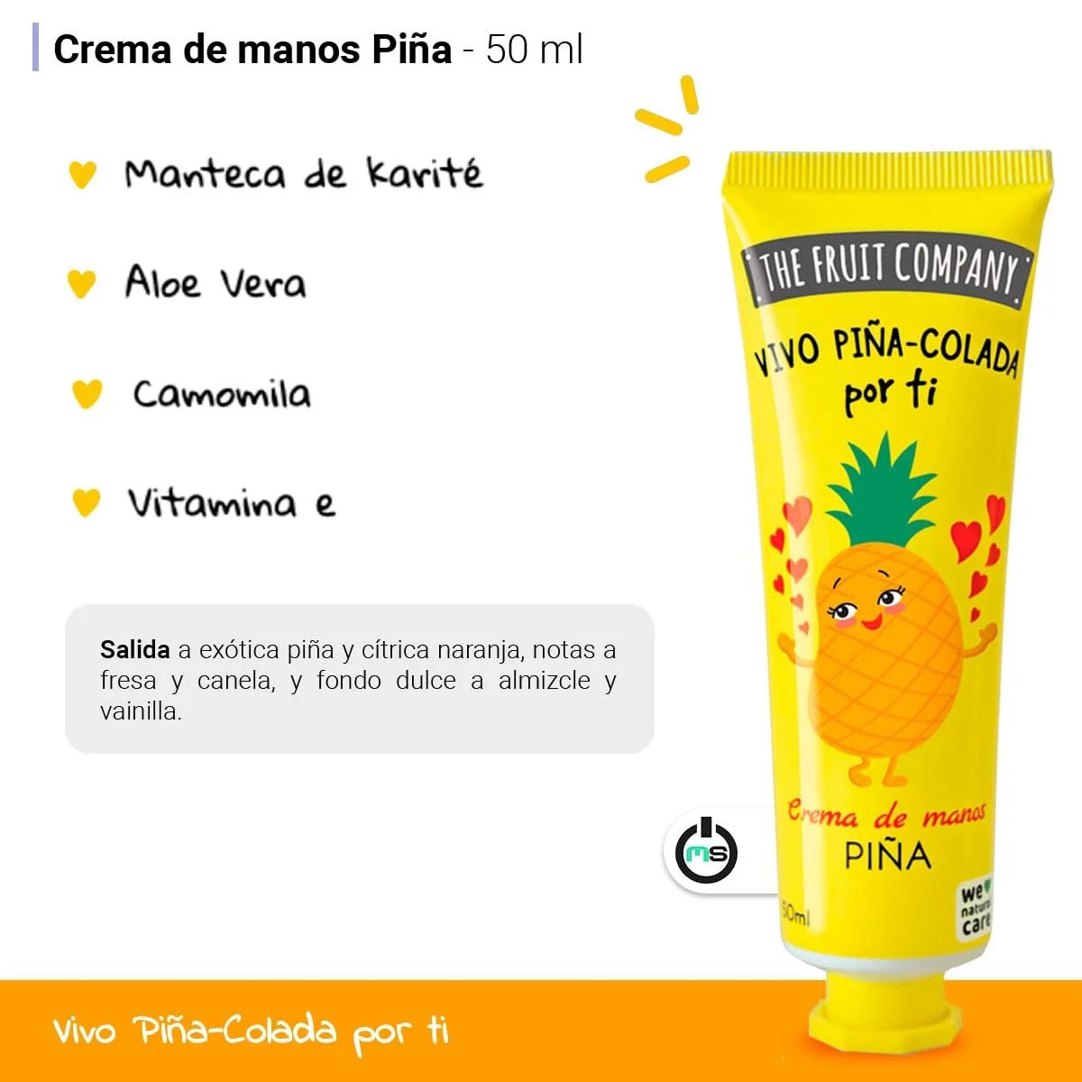 Крем для рук The Fruit Company Ананас з алое вера та ромашкою 50 мл, 3 шт, фото №2