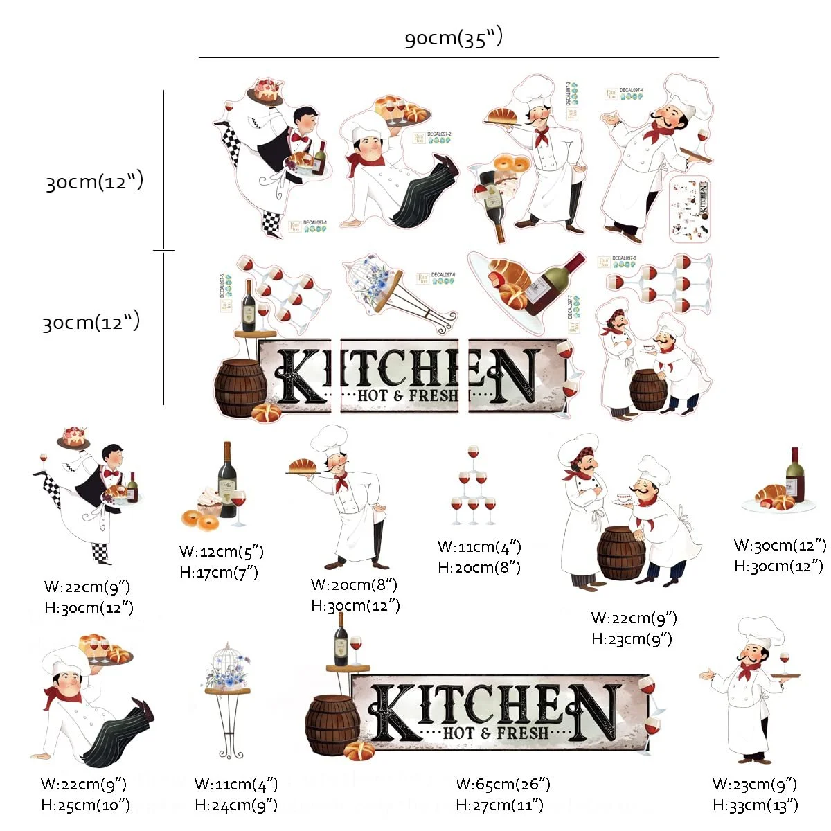 Наклейка на стіну Runtoo Кухня Шеф-кухар Чорна, фото №4