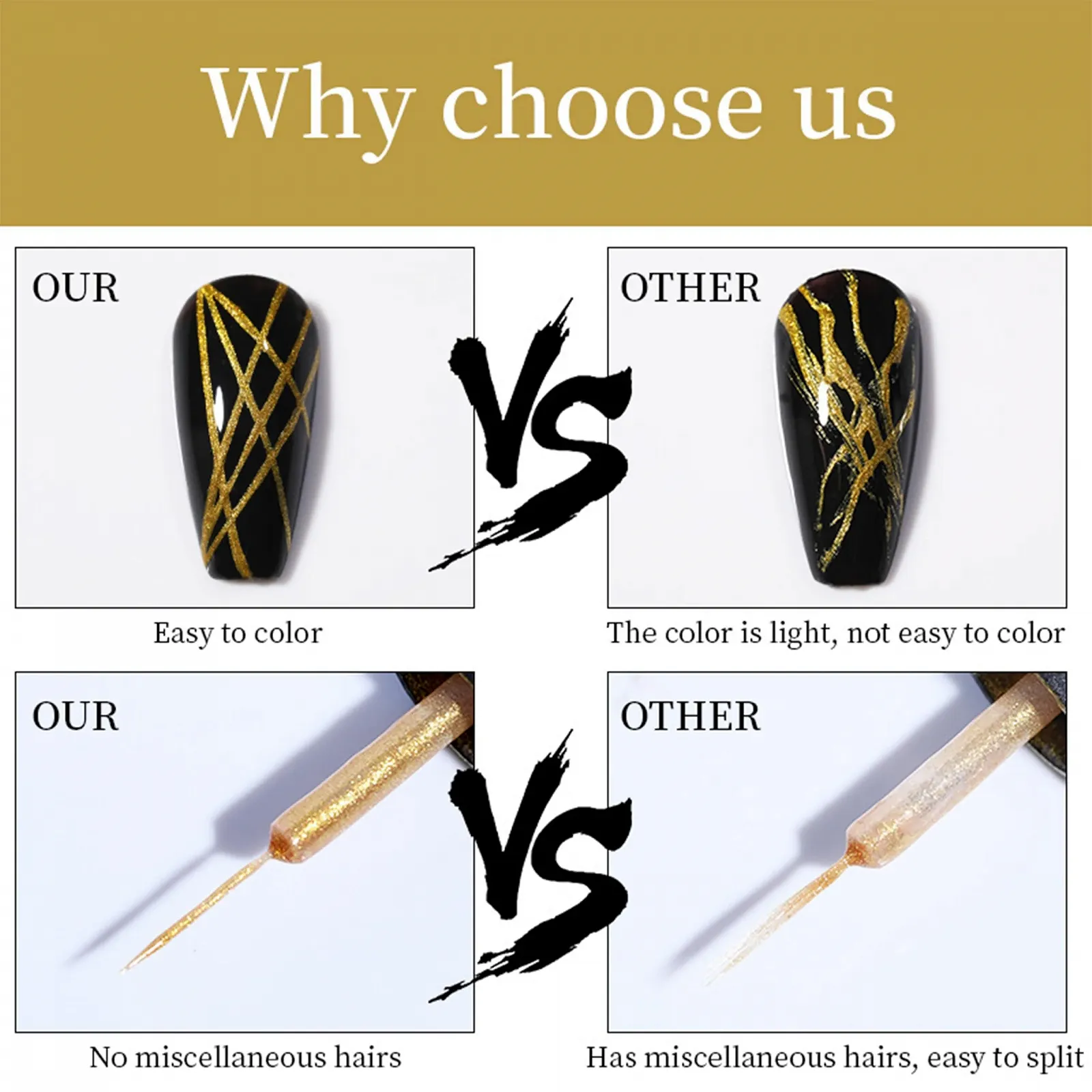 Гель-лак Металлик 6 цветов: черный, белый, золото, серебро, розовый, фото №3