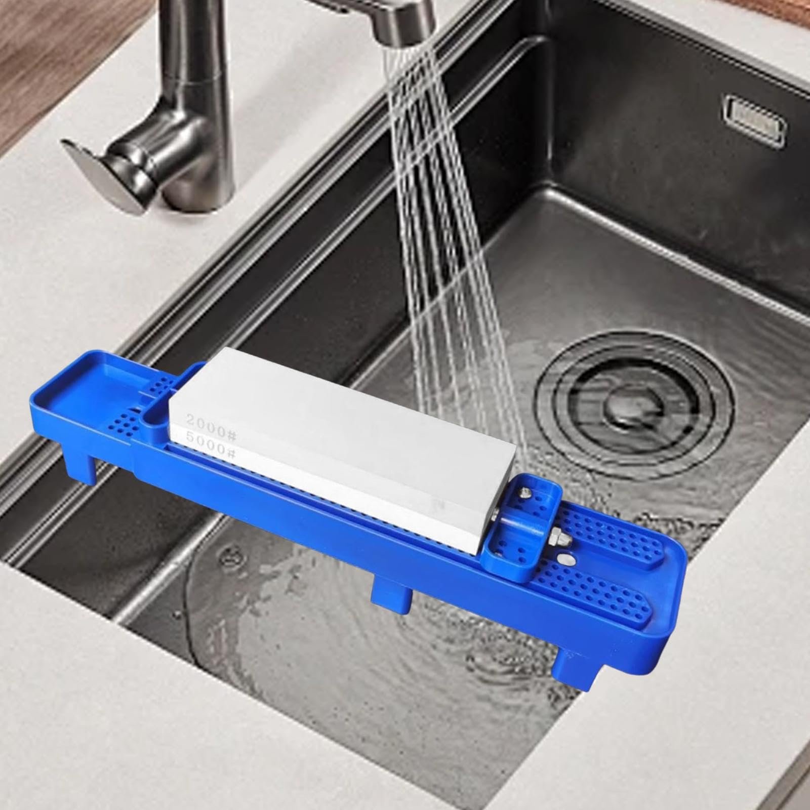 Держатель для точильного камня Schleifsteinhalter Spülbrücke на мойку регулируемый Blue голубой, фото №7