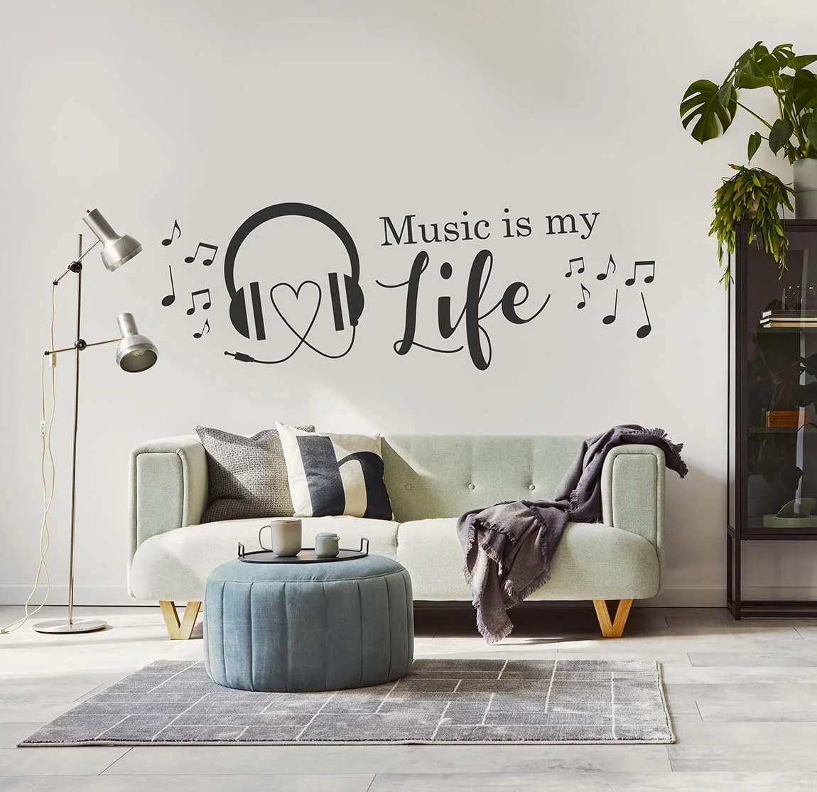 Наклейка на стіну tjapalo a32 "Music is My Life" 120 x 37 см White, фото №2