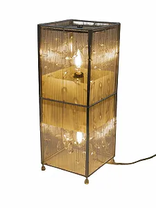 Настільна лампа Dapo Linnea Elegant зі шовковим абажуром ручної роботи та підвісками зі справжнього кришталю Silver - Фото 1