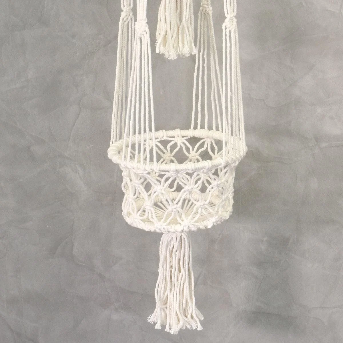 Підвісний кошик Oriental Galerie Макраме Бохо Подвійний 125 см Білий, фото №6