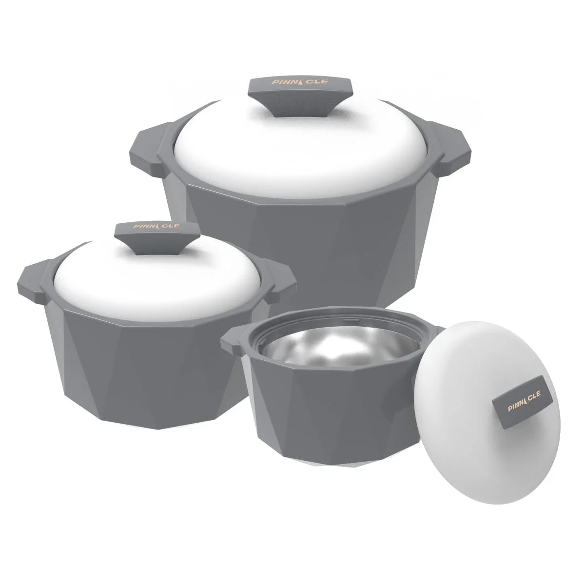 Набір ізольованих каструль Pinnacle з кришкою 3 предмети 3/2/1 кварт Hot Pot, фото №1