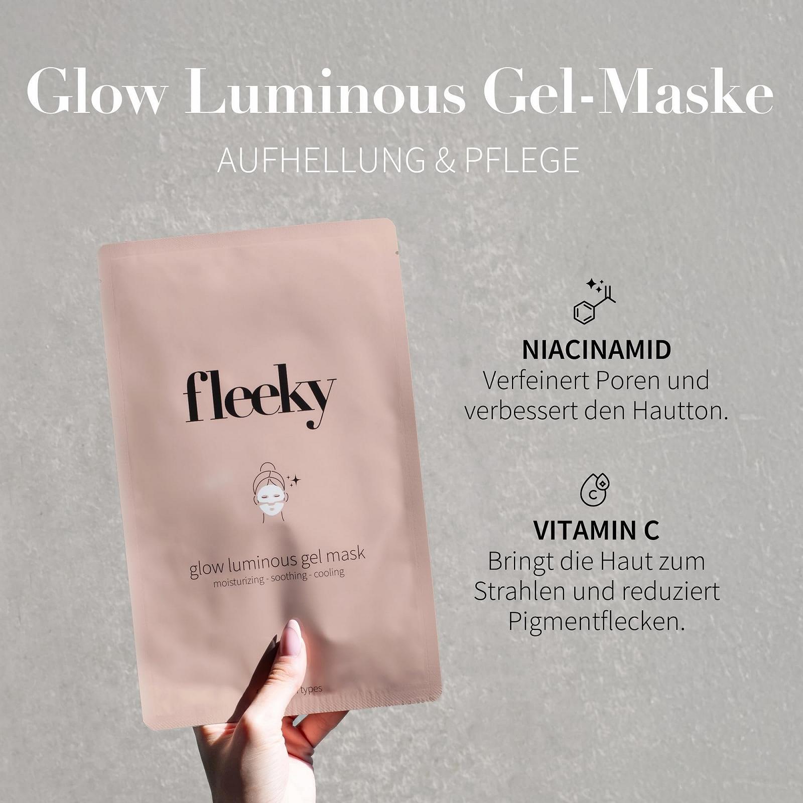 Гель-маска FLEEKY Glow Luminous - сияющий цвет лица и интенсивное увлажнение - с витамином C и ниацинамидом (1 шт. в упаковке), фото №2